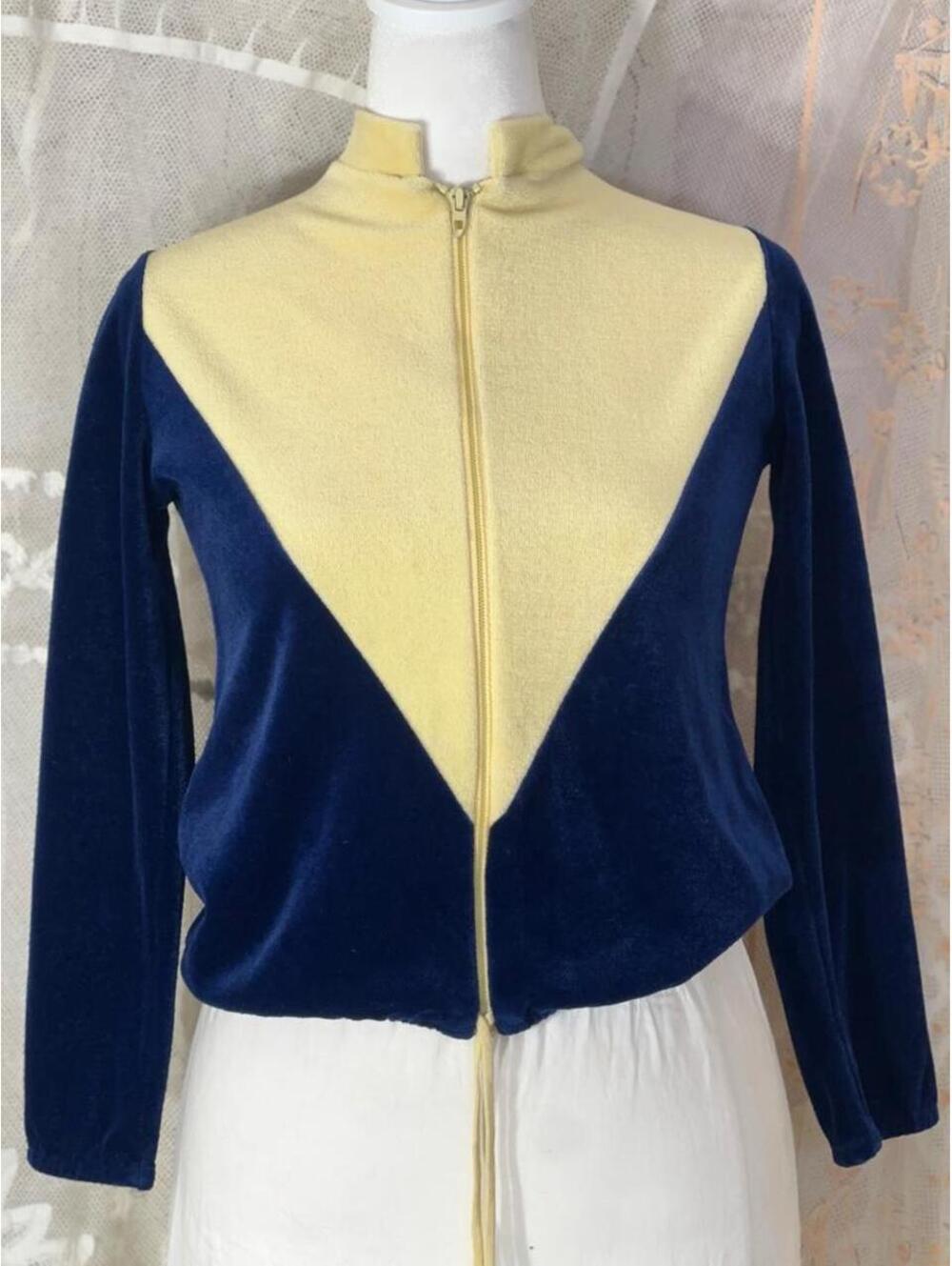 vintage 1970s Aileen Girl velour colorblock track jacket M(10-12)